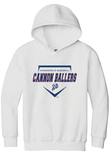 Summit Sportswear Kannapolis Cannon Ballers Youth White Homeplate Long Sleeve Hoodie