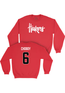 Laney Choboy  Campus Ink Nebraska Cornhuskers Youth Red NIL Legacy Long Sleeve Crew Sweatshirt