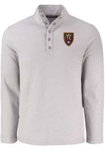 Cutter and Buck Real Salt Lake Mens Grey Hunts Point Long Sleeve Qtr Zip Pullover