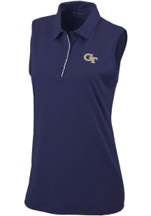 Columbia GA Tech Yellow Jackets Womens Navy Blue Heat Seal Tend the Ball Tank Top
