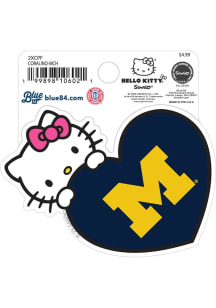 Michigan Wolverines Hello Kitty Heart Stickers - Navy Blue