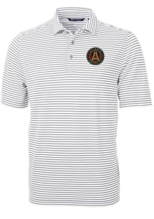 Cutter and Buck Atlanta United FC Grey Virtue Eco Pique Stripe Big and Tall Polo