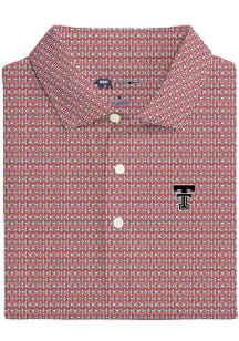 Onward Reserve Texas Tech Red Raiders Mens Red Square Geoprint Short Sleeve Fashion Polo