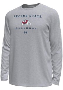 Under Armour Fresno State Bulldogs Grey Straight Name Tech Stretch Long Sleeve T-Shirt