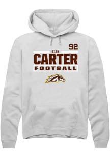 Gian Carter Western Michigan Broncos Mens White Football NIL Stacked Box Player Hood