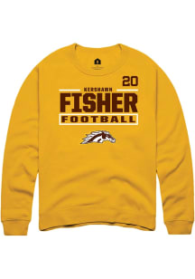 Kershawn Fisher Western Michigan Broncos Mens Gold Football NIL Stacked Box Player Crew