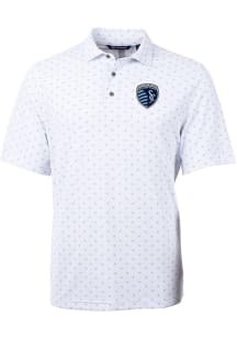 Cutter and Buck Sporting Kansas City Mens White Virtue Eco Pique Tile Short Sleeve Polo