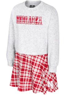 Colosseum Nebraska Cornhuskers Girls White Marceline Short Sleeve Dress