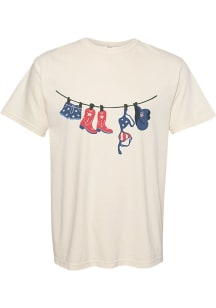 Americana Womens Beige Clothes Line Short Sleeve T-Shirt