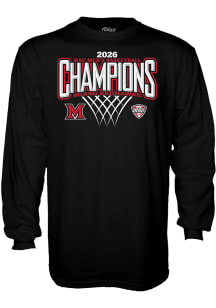 Blue 84 Miami RedHawks Black 2026 MAC Men's Basketball Regular Season Champions Long Sleeve T Shir..