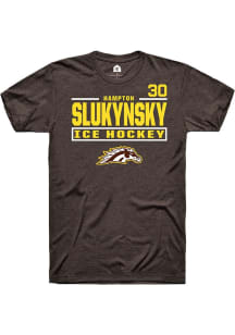 Hampton Slukynsky Western Michigan Broncos Brown NIL Stacked Box Short Sleeve Player T Shirt