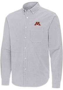 Antigua Minnesota Golden Gophers Mens Ash Porter Long Sleeve Dress Shirt