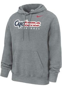 Nike Iowa State Cyclones Mens Grey Heather Patriotic Script Long Sleeve Hoodie