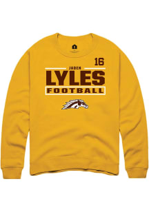Jaden Lyles Western Michigan Broncos Mens Gold Football NIL Stacked Box Player Crew
