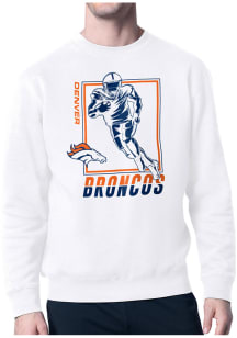 Starter Denver Broncos Mens White Grid Long Sleeve Crew Sweatshirt