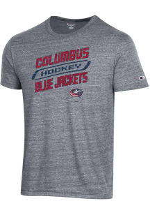 Champion Columbus Blue Jackets Grey Diagonal Tri-Blend Short Sleeve Fashion T Shirt
