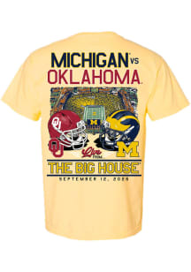 Something Inked Michigan Wolverines Maize Football vs Oklahoma Sooners Stadium Short Sleeve T Shir..