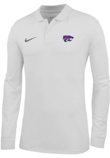 Nike K-State Wildcats Mens White DriFit Victory Solid Long Sleeve Polo Shirt