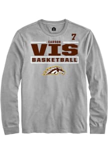 Carson Vis Western Michigan Broncos Grey NIL Stacked Box Long Sleeve Player T Shirt
