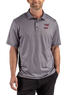 Cutter and Buck Massachusetts Minutemen Mens Black Lattice Short Sleeve Polo