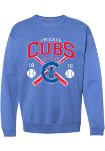 Chicago Cubs Womens Light Blue Soft Washed Crew Sweatshirt