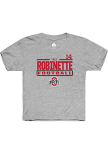 Trey Robinette Ohio State Buckeyes Youth Grey NIL Stacked Box Player Tee
