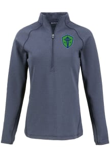 Cutter and Buck Seattle Sounders FC Womens Navy Blue Pehastin Qtr Zip