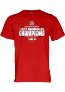 Blue 84 Ohio State Buckeyes Scarlet Red 2025 W Tennis Tournament Champs Short Sleeve T Shirt