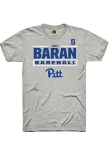 Joey Baran Pitt Panthers Ash NIL Stacked Box Short Sleeve Player T Shirt