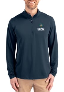 Cutter and Buck UNCW Seahawks Mens Navy Blue Virtue Eco Pique Long Sleeve Qtr Zip Pullover