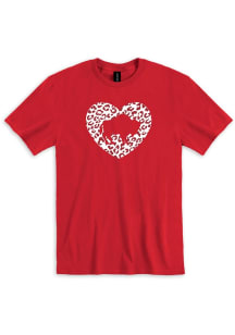 Buffalo Womens Red Glitter Heart Short Sleeve T-Shirt