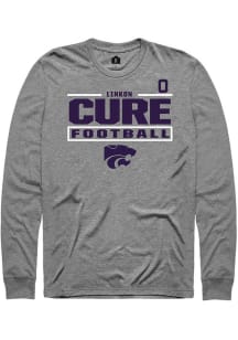Linkon Cure K-State Wildcats Graphite Football NIL Stacked Box Long Sleeve Player T Shirt