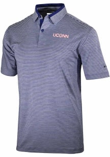 Columbia UConn Huskies Mens Navy Blue Heat Seal Golden Hills Short Sleeve Polo