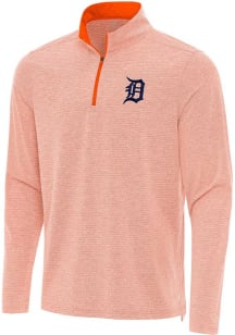 Antigua Detroit Tigers Mens Orange Changeover Long Sleeve Qtr Zip Pullover
