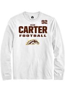 Gian Carter Western Michigan Broncos White Football NIL Stacked Box Long Sleeve Player T Shirt