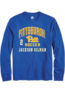 Jackson Gilman Pitt Panthers Blue NIL Arch Logo Long Sleeve Player T Shirt