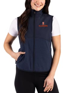 Cutter and Buck Illinois Fighting Illini Womens Navy Blue Hunts Point Eco Vest