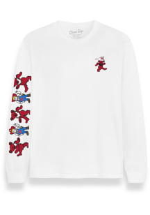 Nebraska Cornhuskers White Grateful Dead Bear Flag Long Sleeve T Shirt