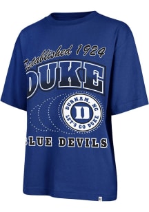 47 Duke Blue Devils Womens Blue Shimmer Shot Short Sleeve T-Shirt
