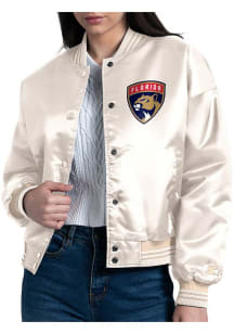 Starter Florida Panthers Womens White Arch Stripe Satin Medium Weight Jacket