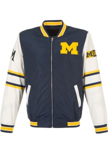 Michigan Wolverines Mens Navy Blue Nylon Bomber Medium Weight Jacket