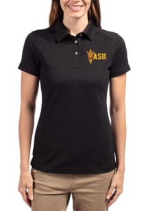 Cutter and Buck Arizona State Sun Devils Womens Black Advantage Short Sleeve Polo Shirt