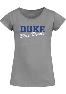 Duke Blue Devils Girls Charcoal Charlotte Glitter Short Sleeve Fashion T-Shirt