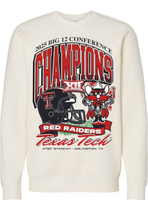 Something Inked Texas Tech Red Raiders Mens Ivory 2025 Big 12 Football Champions Mascot Long Sleev..