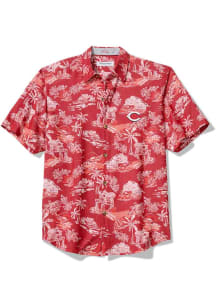 Tommy Bahama Cincinnati Reds Mens Red Coastal Ease Short Sleeve Dress Shirt