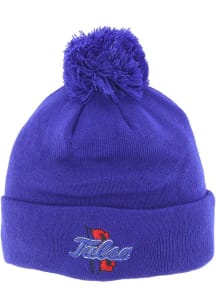 Zephyr Tulsa Golden Hurricane Blue Pom Mens Knit Hat