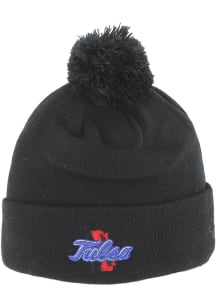 Zephyr Tulsa Golden Hurricane Black Pom Mens Knit Hat