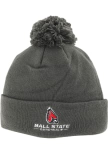 Zephyr Ball State Cardinals Grey Pom Knit Mens Knit Hat