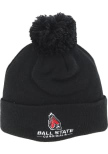 Zephyr Ball State Cardinals Black Pom Knit Mens Knit Hat