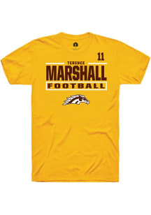 Terence Marshall Western Michigan Broncos Gold Football NIL Stacked Box Short Sleeve Player T Shir..